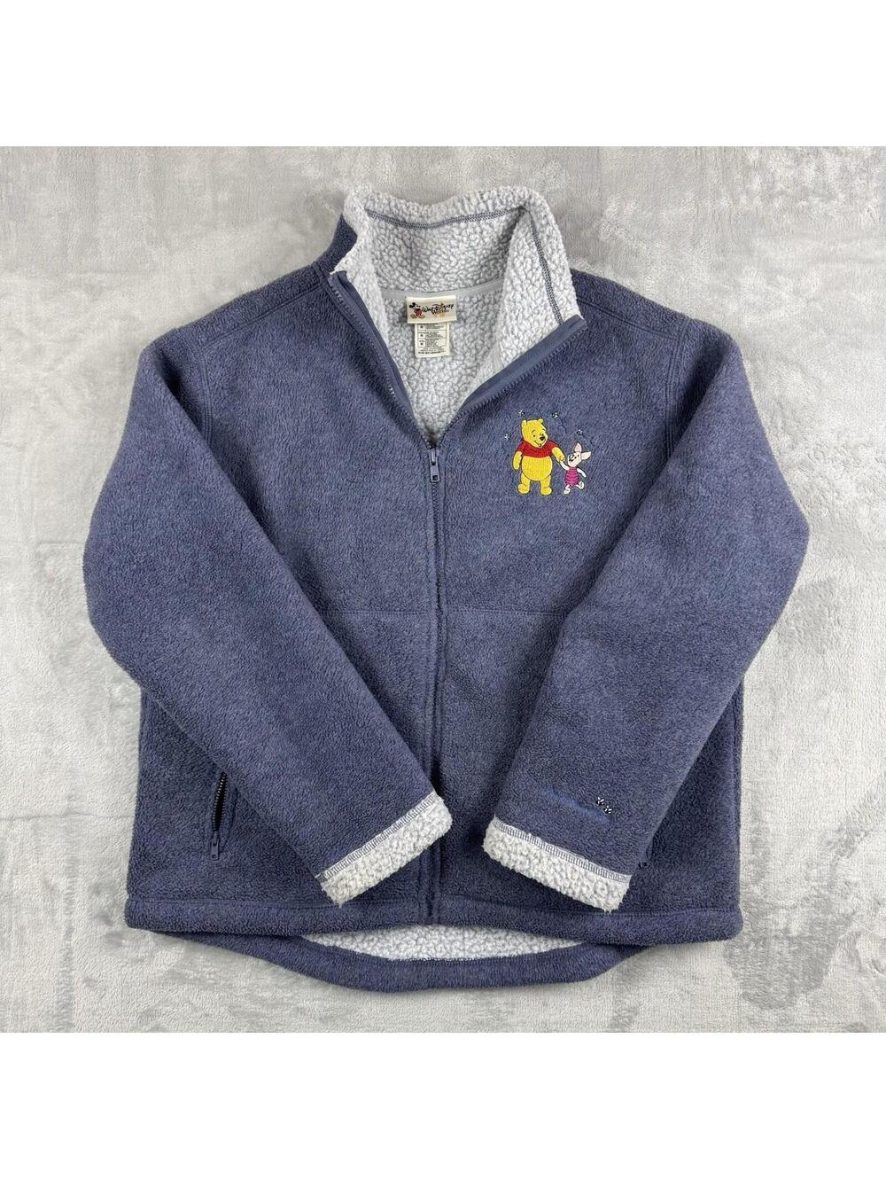 Vintage Walt Disney World Winnie the Pooh Piglet Fleece Jacket Women M Blue Y2K - Picture 1 of 9